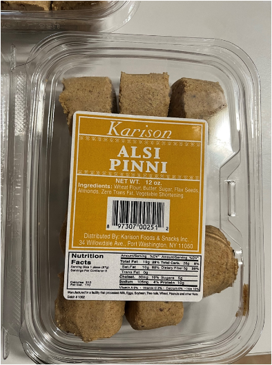 KARISON ALSI PINNI, NET WT. 12 oz., UPC 897307002512 recalled product/package image