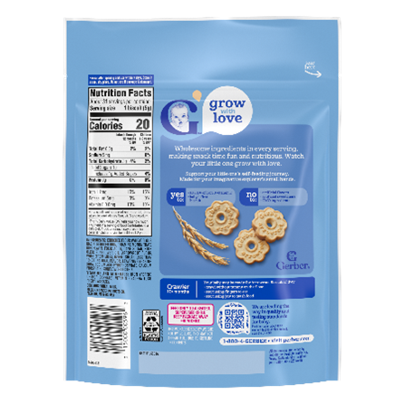 Gerber Arrowroot biscuits, Net Wt 5.5 oz back label recalled product/package image