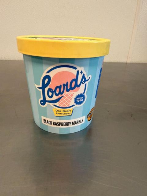 Image of Loard’s One Quart Black Raspberry Marble Ice Cream recalled product/package image