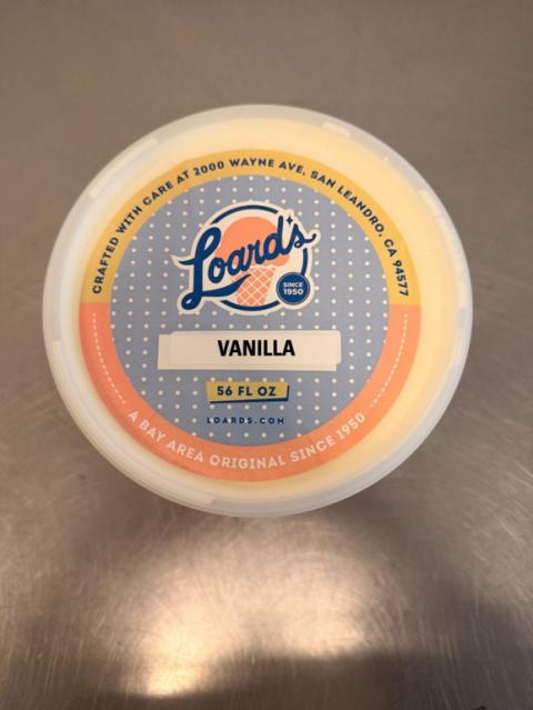 Image of lid of Loard’s Vanilla 56 FL OZ Ice Cream recalled product/package image