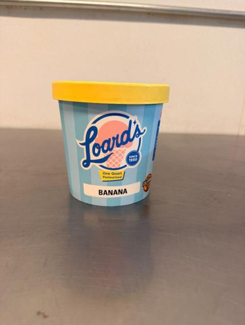 Image of Loard’s One Quart Banana Ice Cream recalled product/package image