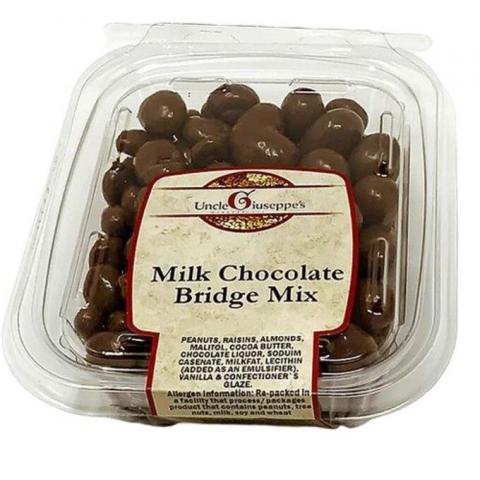 “Uncle Giuseppe’s Milk Chocolate Bridge Mix, 11 oz.” recalled product/package image