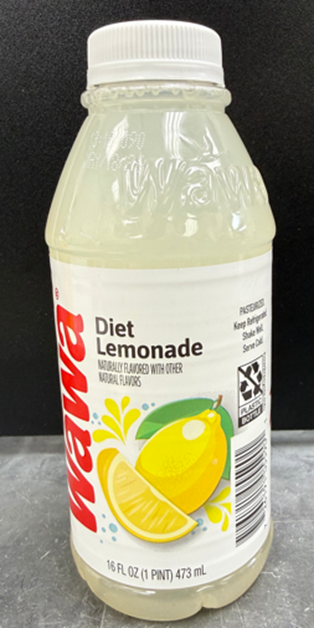 Wawa Iced tea, diet lemonade 16 oz pint bottle (Front view) recalled product/package image
