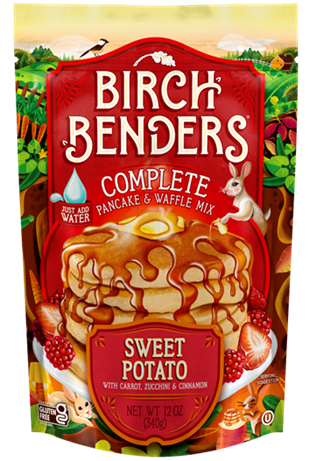 Front label panel of Birch Benders Complete Pancake & Waffle Mix, 12 oz. recalled product/package image