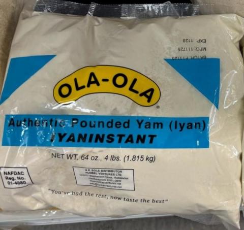Ola-Ola Authentic Pounded Yam (Iyan), 64 oz. recalled product/package image