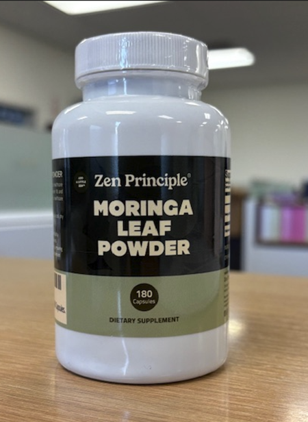 Zen Principle Moringa Leaf Powder in bottle 180 capsules